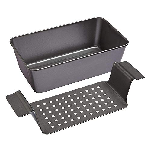 double-piece healthy meat pie baking pan, with drip tray, grey 12.2-inch non-stick cooking pan, rectangular meat pie tray, non-stick carbon steel baking pan, with pull-out serving function