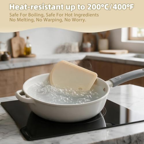 Flexible Bowl Scraper with Metal Core: Silicone Dough Scraper Bread Baking - color: Beige
