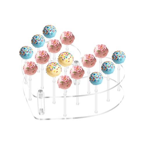 16-Hole Heart Cake Pop Stand, Clear Acrylic Lollipop Holder