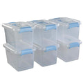 5L Plastic Storage Bin with Lid, Clear Box with Carry Handle Set of 6 - color: Light Blue