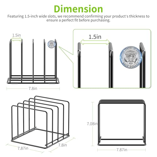 Kitchen Organizer Rack - 4-Slot Heavy-Duty Holder for Cutting Boards,Cookware – Rust-Resistant, Space-Saving Design with Non-Slip Feet for Countertop and Cabinet Storage (1 Pack) - size: 1 Pack