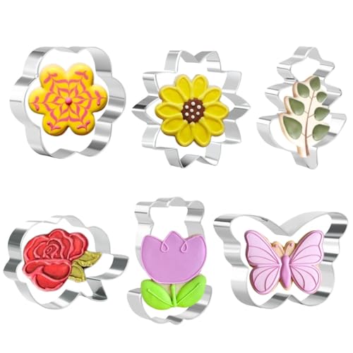 6 Pieces Spring Cookie Cutter Set for Baking - Stainless Steel - style: Spring