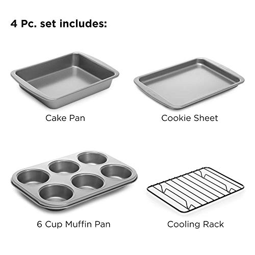 Ecolution Non-Stick Toaster Oven Bakeware Set 4-Piece, Carbon Steel, Easy to Clean and Perfect for Single Servings, Gray - color: Gray