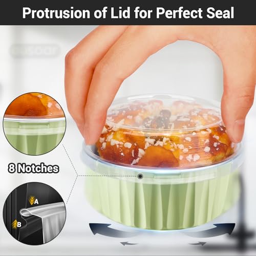 EUSOAR Foil Cupcake Wrappers, 30pcs 5oz Disposable Aluminum Foil Baking Cups Containers with Lids, Dessert Cups with Lids Mini Aluminum Cheesecake Pan Creme Brulee Ramekins-Mustard - color: Mustard, size: 30pcs
