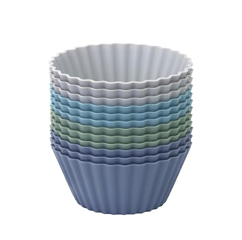 Large Silicone Baking Muffin Cups, 12Pack Reusable Cupcake Liners Molds - color: Grey Series, size: Large
