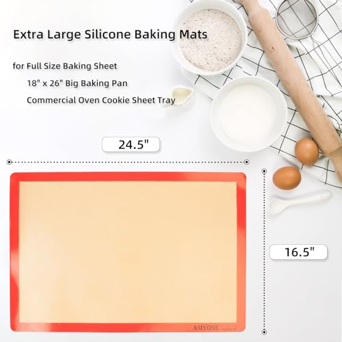 AMYONE Silicone Baking Mat for Full Size Sheet Pan, Platinum, 18x26" Large - size: 24.5"L x 16.5"W