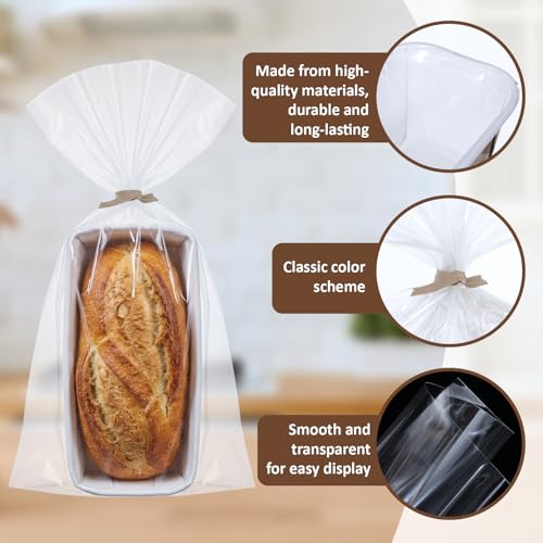 50 Sets Paper Loaf Pans for Baking 6.3 x 2.2 x 2.2 Inch Disposable Paper Baking Pans with Clear Plastic Bags and Kraft Ties Rectangle Cake Mold for Bread Sweets Tea Party (Brown Plaid) - style: Brown Plaid