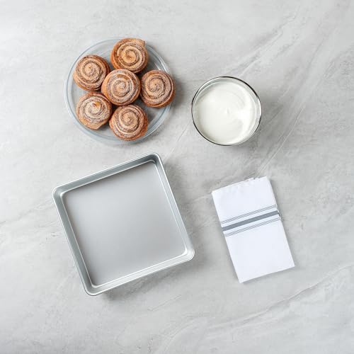 Restaurantware Square Aluminum Cake Pan - 10 x 10 x 2 Inch - Professional Brownie Pan - Straight-Sided Baking Pan - Even Heat Distribution - Silver - size: 10"