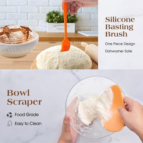 Sourdough Starter Kit with Bread Proofing Baskets, Jars, Baking Essentials