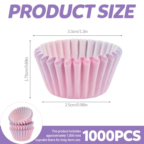 1000 Pieces Mini Cupcake Liners, Grease-Proof Candy Paper Cup, Paper Muffin Liners Baking Cups, Cupcake Wrappers for Birthday Wedding Holiday Festival Party Cake Chocolate - color: Purple