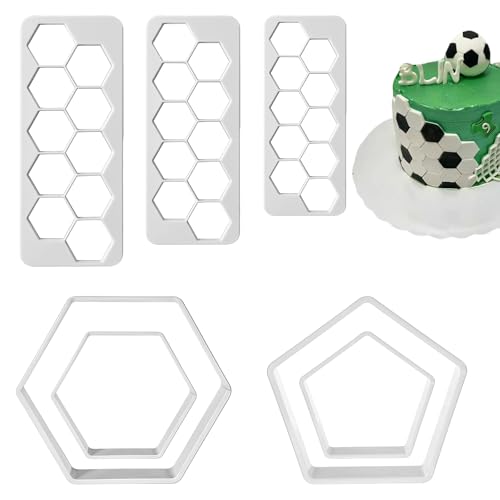 Bewudy 7 PCS Football Cookie Cutter, Hexagon Cookie Cutter Football Mold