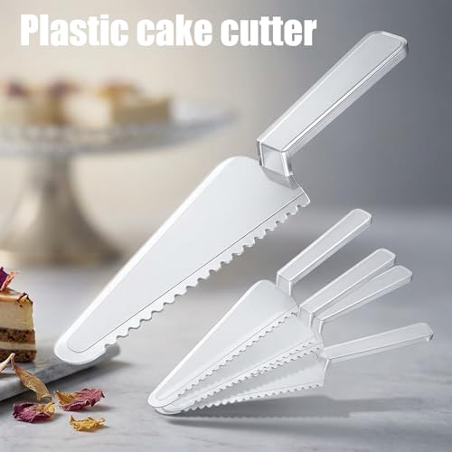 12 Pcs Disposable Plastic Cake Cutter 9.06 Inch Cake Pie Server Cutter Slicer Pizza Pastry Slicer for Kitchen Wedding Buffet