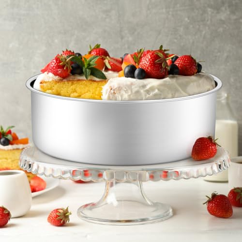 Leonyo 8 Inch Cake Pan, Stainless Steel Circle Baking Pans Set, 3 Pieces Round Layer Cake Tin for Wedding Birthday, Even Heating, Non Toxic & Healthy, Heavy-Duty, Dishwasher Safe - size: 8x3 Inch