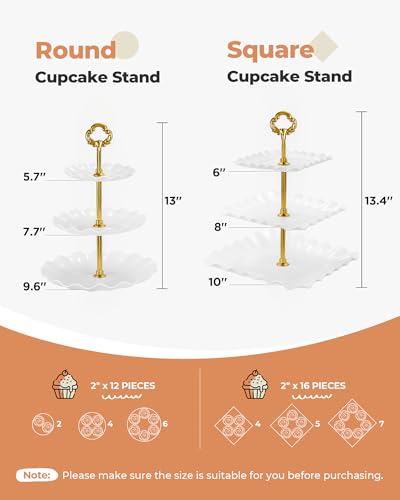 Kootek 10pcs Cupcake Stand Dessert Table Display Set Serving Tray for Party - color: Gold & White, size: 10 Set