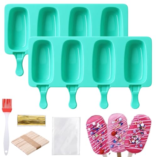 Juome Cake Pop Mold Kit, Cakesicle Molds Silicone with Sticks & Bags(Green) - color: Green