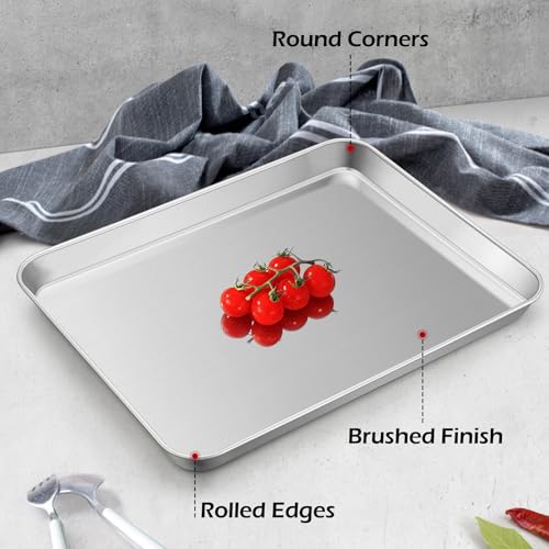 Leonyo Non-Toxic 17x13IN Half Stainless Steel Baking Sheets Pan, 2 Pack - size: 17x13IN