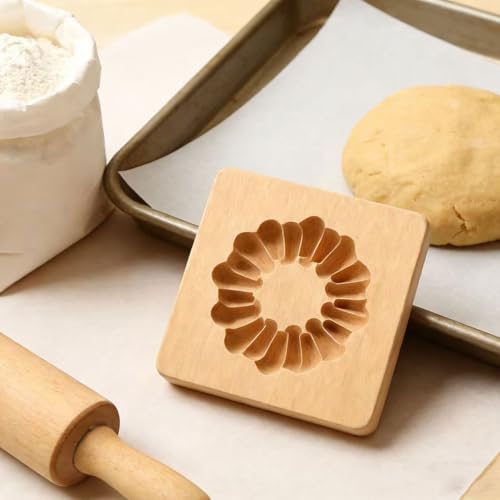 Carved Wooden Gingerbread Cookie Mold,3D Wooden Baking Mold Cookie Biscuit Press Stamp Molds,Cookie Cutter,Cookie Stamp,DIY Biscuit Stamp Mould for Halloween Thanksgiving Christmas,Shape A 10*10*1.9cm - color: Shape A 10*10*1.9cm