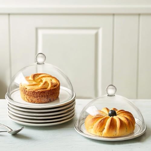 7'' Glass Cake Plate with Dome, Clear Cake Stand with Lid