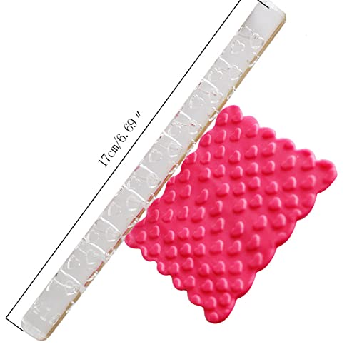 Acrylic Embossed Rolling Pin, Food Safe Lightweight Textured Dough Roller for Baking Pastry Clear Acrylic 6.3 x 0.4 Inch with Comfortable Grip and 28 Patterns - size: 51016Love