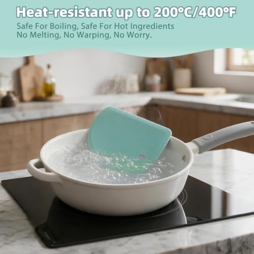 Silicone Dough Scraper with Metal Core Flexible Bowl Scraper Bread Baking - color: Mint Green