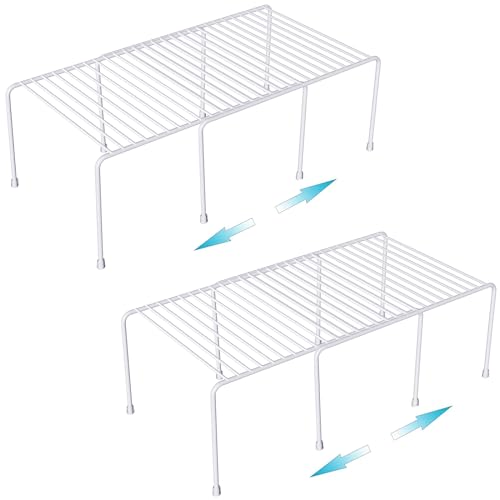 Orgneas Expandable Cabinet Shelf Organizer Rustproof Metal Shelf Riser - color: Expandable 2 Sets
