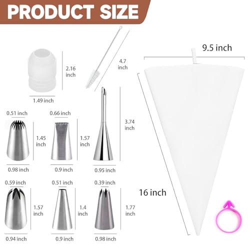 10-Piece Reusable Piping Bags and Tips Set, Cake Decorating Kit
