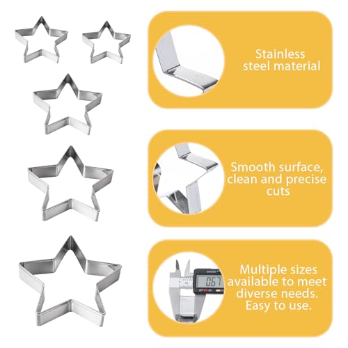 5 Pcs Star Shapes Molds, Star Cookie Cutter Set (5 Sizes)