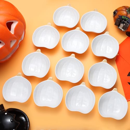 Kolewo4ever 12 Pieces Pumpkin Ramekins Fall Ramekins Ceramic Bowls Pumpkin Bowl 6 oz Oven Safe Ramekin for Thanksgiving Bowl Dip, Sauce, Condiments,Snack (Ivory White) - color: Ivory White