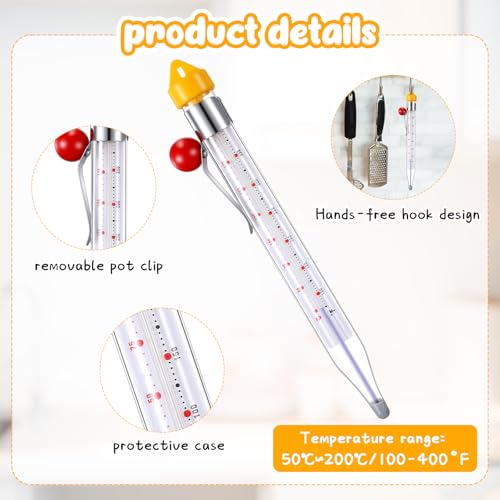 Photect 1 Pcs Candy Thermometer with Pot Clip 8", Yellow - color: Yellow