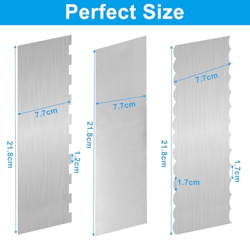 8.7 Inch Stainless Steel Cake Scraper, 3 Pieces - size: 3 Pieces