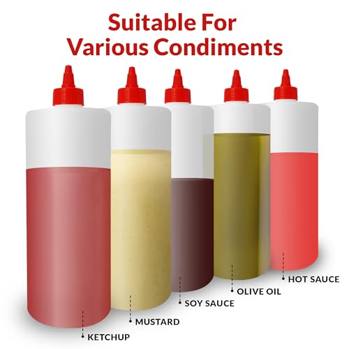 Reli. Plastic Squeeze Bottles, 32 oz. | 4 Pack | Condiment Squeeze Bottles