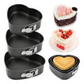 Set of 3 Springform Cake Tins Heavy Duty, Double Layer Non-Stick Coating, Removable Base, Heavy Duty Carbon Steel, Perfect for Frozen Desserts - Oven Safe Bakeware (heart-shaped) - size: Heart