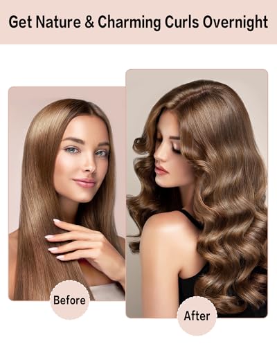 Seritant Heatless Curls Overnight with Satin Head Scarf, Velvet Hair Rollers for Blowout Look, No Heat Curling Rod for Long Thick Hair, Soft Sleep In Flexi Rods - color: Rose