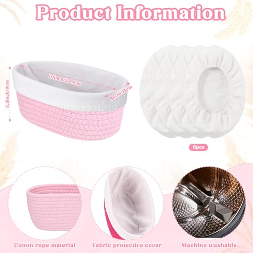 4 Pcs 10 Inch Tones Cotton Rope Banneton Bread Proofing Basket Set Oval Banneton Basket Sourdough Bread with Liners Covers for Baking Supplies (Pink) - color: Pink Tones, size: 10 Inch