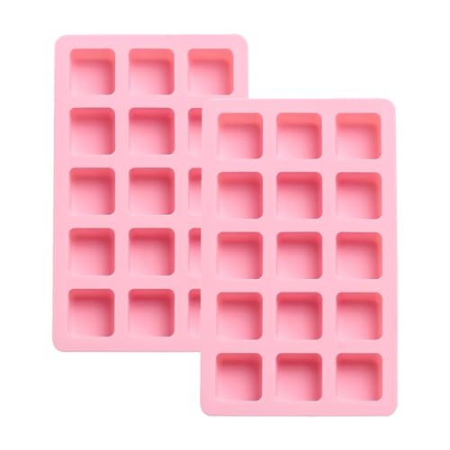 2-Pack Square Shape Candy & Chocolate Silicone Molds, Non-stick, Pink - size: Square