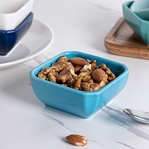 DELLING 6 Oz Porcelain Ramekins Set of 6, Square Souffle Dishes Oven Safe - Colorful Ceramic Creme Brulee Ramekins for Baking, Dishwasher Microwave Freezer Safe Dessert Cups for Pudding Custard - size: 6oz