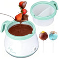 Party Desserts Candy and Chocolate Melting Pot with 2 Pots, Mini Electric Fondue Pot, Melts Candy Chocolate in a Couple of Minutes, Ideal for Cake Pops Cookies Cakes, 2.5 Cups, Aqua - color: Aqua