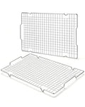 HULISEN 304 Stainless Steel Cooling Rack with Handles, 2-Pack, 16 x 10 Inch - color: Silver, size: 2 Packs
