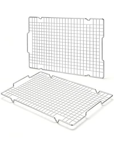 HULISEN 304 Stainless Steel Cooling Rack with Handles, 2-Pack, 16 x 10 Inch - color: Silver, size: 2 Packs