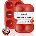 Silicone Hot Chocolate Bomb Mold Medium Semi Sphere Mold, 2 Packs Half Sphere Silicone Baking Molds for Making Chocolate, Cake, Jelly, Dome Mousse - color: Brick Bed, size: 2pcs Medium Semi Sphere Mold - 6-Cavity