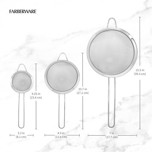 Farberware 3-Piece Fine Mesh Strainer Set Stainless Steel
