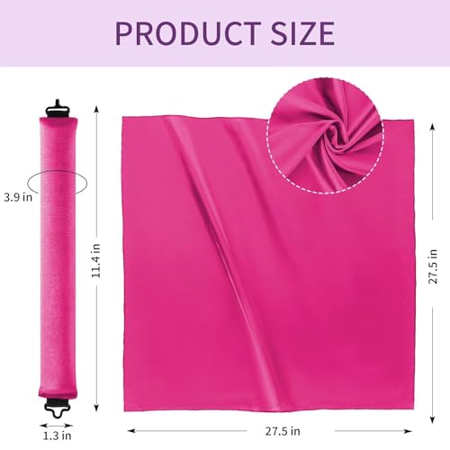 Heatless Curls Overnight Hair Curlers - 4 Pcs No-Heat Curling Rod to Sleep In,Velvet Hair Rollers with Satin Wrap - color: Rose Red(Pack of 4)