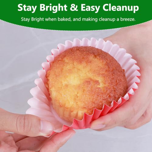 Caperci Heavy Duty Jumbo Cupcake Muffin Liners for Baking - Extra Large 100pcs Grease-Resistant Red Paper Baking Cups, No Muffin Pan Needed, Odorless, Easily Peels (Red) - color: Red
