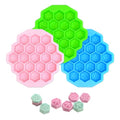 3Pcs Honeycomb Bees Silicone Molds, XJMWXHFC 19 Cavities Chocolate Molds, Food Grade Silicone Baking Molds, Non-Stick Cake Mold for Chocolate, Candy, Jelly, Ice Cube, Mini Cakes (Pink, Green, Blue)