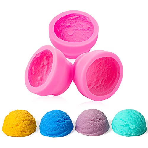 Patelai 3D Ice Cream Ball Shape Silicone Molds for Baking DIY, 3 Pieces
