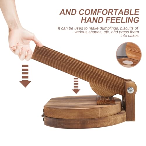 VOSAREA Wooden Dumpling Dough Presser Food Grade Dough Pressing Tool with Handle for Dumpling Wrappers Pastry Biscuits Easy Kitchen Use for Home Cooking