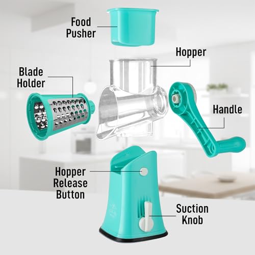 Rotary Cheese Grater Hand Crank, Vegetable Shredder - Teal - color: 21 - Teal