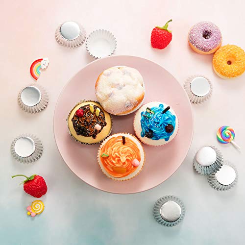 Sumind 400 Pcs Mini Foil Cupcake Liners Holiday Baking Cups,Silver - color: Silver