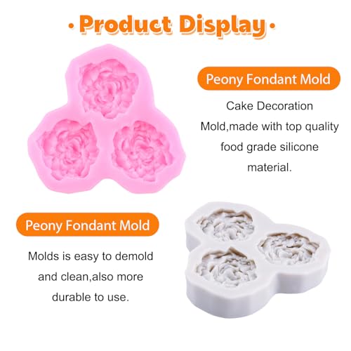 3D Peony Flower Fondant Mold Flower Silicone Molds Set Of 2 - color: Style C