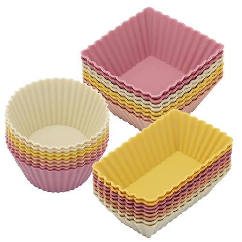 24Pack Silicone Muffin Baking Cups Cupcake Liners Lunch Box Bento Dividers - color: Orange Series, size: Regular Size